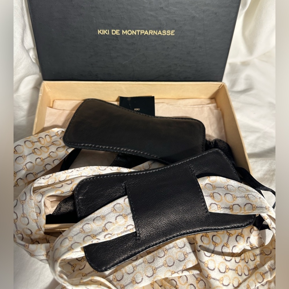 Vintage Kiki De Montparnasse Tie Cuffs Silk/Leather